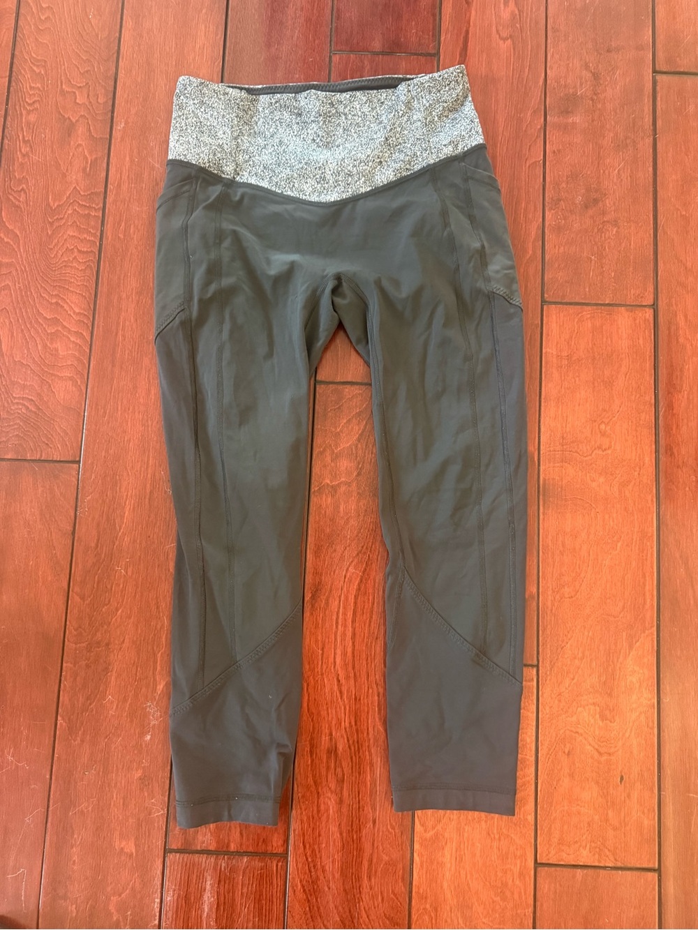 Lululemon Black Active Capri Leggings with Heather Gray Waistband